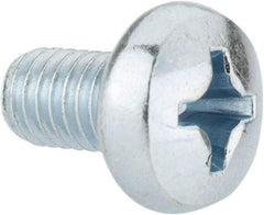 Value Collection - M6x1.00, 10mm Length Under Head Phillips Drive Machine Screw - Pan Head, Grade 4.8 Steel, Zinc-Plated Finish, Without Washer - Benchmark Tooling