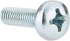 Value Collection - M6x1.00, 20mm Length Under Head Phillips Drive Machine Screw - Pan Head, Grade 4.8 Steel, Zinc-Plated Finish, Without Washer - Benchmark Tooling