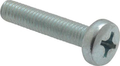 Value Collection - M6x1.00, 30mm Length Under Head Phillips Drive Machine Screw - Pan Head, Grade 4.8 Steel, Zinc-Plated Finish, Without Washer - Benchmark Tooling