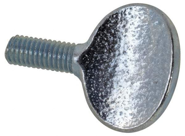 Value Collection - M5x10.00 Oval Shoulderless Grade 2 Steel Thumb Screw - 12mm OAL, 5mm Head Diam x 16mm Head Height, Zinc-Plated Finish - Benchmark Tooling