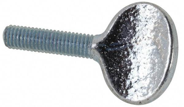 Value Collection - M5x10.00 Oval Shoulderless Grade 2 Steel Thumb Screw - 20mm OAL, 5mm Head Diam x 16mm Head Height, Zinc-Plated Finish - Benchmark Tooling