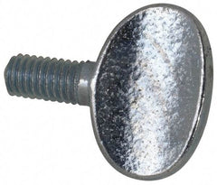 Value Collection - M6x1.00 Oval Shoulderless Grade 2 Steel Thumb Screw - 12mm OAL, 6mm Head Diam x 16.5mm Head Height, Zinc-Plated Finish - Benchmark Tooling
