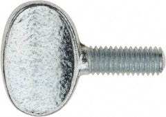 Value Collection - M6x1.00 Oval Shoulderless Grade 2 Steel Thumb Screw - 16mm OAL, 6mm Head Diam x 16.5mm Head Height, Zinc-Plated Finish - Benchmark Tooling