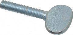 Value Collection - M6x1.00 Oval Shoulderless Grade 2 Steel Thumb Screw - 30mm OAL, 6mm Head Diam x 16.5mm Head Height, Zinc-Plated Finish - Benchmark Tooling