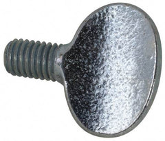 Value Collection - M8x1.25 Oval Shoulderless Grade 2 Steel Thumb Screw - 12mm OAL, 8mm Head Diam x 19.5mm Head Height, Zinc-Plated Finish - Benchmark Tooling