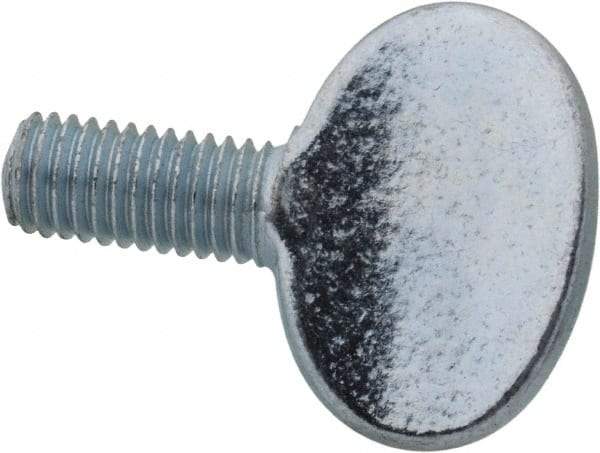 Value Collection - M8x1.25 Oval Shoulderless Grade 2 Steel Thumb Screw - 16mm OAL, 8mm Head Diam x 19.5mm Head Height, Zinc-Plated Finish - Benchmark Tooling