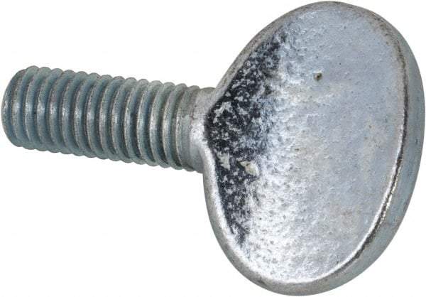 Value Collection - M8x1.25 Oval Shoulderless Grade 2 Steel Thumb Screw - 20mm OAL, 8mm Head Diam x 19.5mm Head Height, Zinc-Plated Finish - Benchmark Tooling