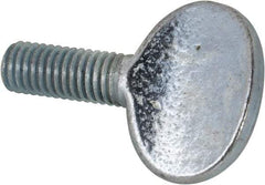 Value Collection - M8x1.25 Oval Shoulderless Grade 2 Steel Thumb Screw - 20mm OAL, 8mm Head Diam x 19.5mm Head Height, Zinc-Plated Finish - Benchmark Tooling