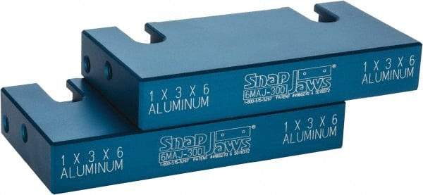 Snap Jaws - 6" Wide x 3" High x 1" Thick, Flat/No Step Vise Jaw - Soft, Aluminum, Fixed Jaw, Compatible with 6" Vises - Benchmark Tooling