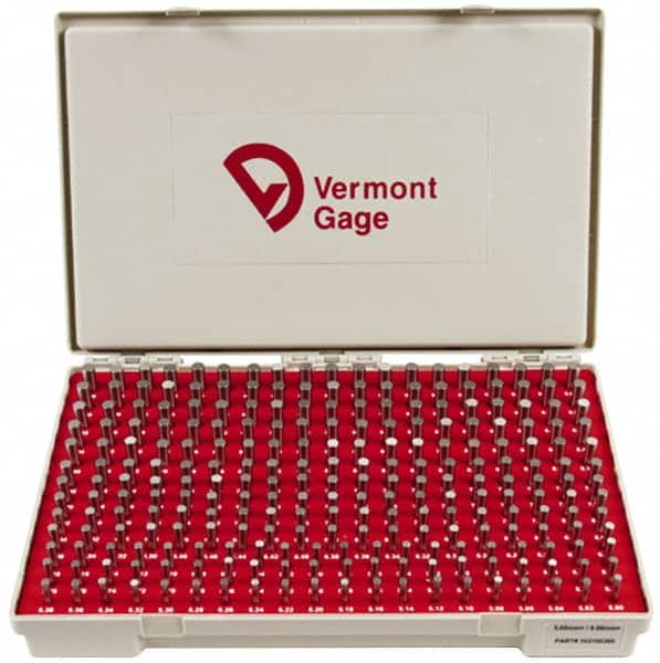 Vermont Gage - 250 Piece, 5-9.98 mm Diameter Plug and Pin Gage Set - Plus 0.01 mm Tolerance, Class ZZ - Benchmark Tooling