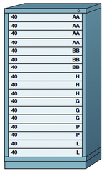 59.25 x 28.25 x 30'' (17 Drawers) - Pre-Engineered Modular Drawer Cabinet Eye-Level (591 Compartments) - Benchmark Tooling