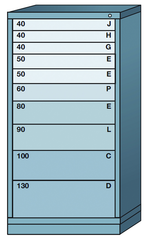 59.25 x 28.25 x 30'' (10 Drawers) - Pre-Engineered Modular Drawer Cabinet Eye-Level (210 Compartments) - Benchmark Tooling