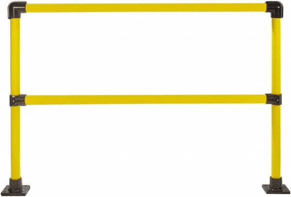 Hollaender - 6' Long x 42" High, Steel & Aluminum Straight Railing - 1.9" Pipe, Includes 2 Sub Assembled Posts, 2 Horizontal Rails, Bag with 2 Flanges, Instructions, Assembly Tool - Benchmark Tooling