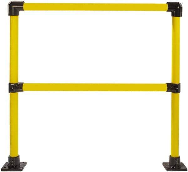 Hollaender - 4' Long x 42" High, Steel Straight Railing - 1.9" Pipe, Includes 2 Sub Assembled Posts, 2 Horizontal Rails, Bag with 2 Flanges, Instructions, Assembly Tool - Benchmark Tooling