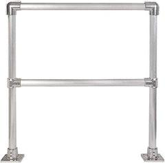 Hollaender - 4' Long x 42" High, Aluminum Straight Railing - 1.9" Pipe, Includes 2 Sub Assembled Posts, 2 Horizontal Rails, Bag with 2 Flanges, Instructions, Assembly Tool - Benchmark Tooling