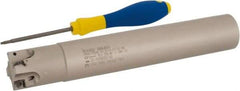 Iscar - 1-1/4" Cut Diam, 0.315" Max Depth of Cut, 1-1/4" Shank Diam, 7.87" OAL, Indexable Square Shoulder Helical End Mill - H490 AN.X 09 Inserts, Cylindrical Shank, 90° Lead Angle, Through Coolant, Series Helido - Benchmark Tooling