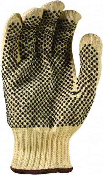 PRO-SAFE - Size M (8), ANSI Cut Lvl 4, Puncture Lvl 1, Abrasion Lvl 2, PVC Coated ATA Cut Resistant Gloves - 9.5" Long, Palm & Fingers Coated, Continuous Cuff, Black/Yellow, Paired - Benchmark Tooling