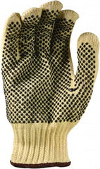 PRO-SAFE - Size M (8), ANSI Cut Lvl 4, Puncture Lvl 1, Abrasion Lvl 2, PVC Coated ATA Cut Resistant Gloves - 9.5" Long, Palm & Fingers Coated, Continuous Cuff, Black/Yellow, Paired - Benchmark Tooling