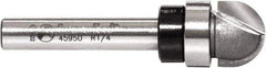 Amana Tool - 1/2" Cut Diam, 3/8" Length of Cut, 2 Flute Core Box Edge Profile Router Bit - Carbide-Tipped, 1/4" Shank Diam, 2" OAL, Uncoated - Benchmark Tooling