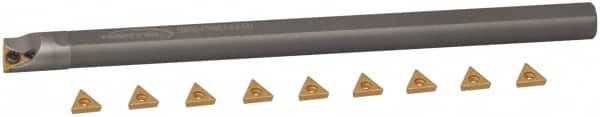 Hertel - 0.563" Min Diam Smallest Bar, 0.563" Min Diam Largest Bar, Carbide Indexable Boring Bar Set - TP.. Insert, HBBQ Toolholder, 5" Max Bore Depth, Through Coolant - Benchmark Tooling