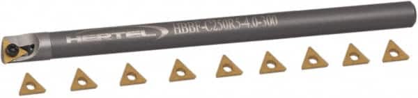 Hertel - 0.3" Min Diam Smallest Bar, 2" Min Diam Largest Bar, Carbide Indexable Boring Bar Set - TD.. Insert, HBBQ Toolholder, 2-1/2" Max Bore Depth, Through Coolant - Benchmark Tooling