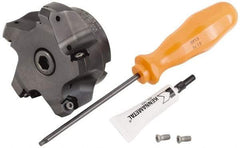 Kennametal - 3" Cut Diam, 1" Arbor Hole, 3.23mm Max Depth of Cut, 45° Indexable Chamfer & Angle Face Mill - 5 Inserts, HNGJ 0604... Insert, Right Hand Cut, 5 Flutes, Through Coolant, Series Dodeka Mini - Benchmark Tooling