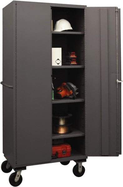 Durham - 4 Shelf Locking Storage Cabinet - Steel, 36" Wide x 24" Deep x 80" High, Gray - Benchmark Tooling