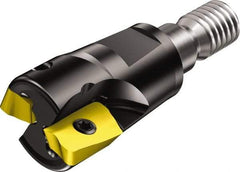 Sandvik Coromant - 2 Inserts, 3/4" Cut Diam, 0.3937" Max Depth of Cut, Indexable Square-Shoulder Face Mill - 90° Lead Angle, 1.134" High, R390-11.. Insert Compatibility, Through Coolant, Series CoroMill 390 - Benchmark Tooling