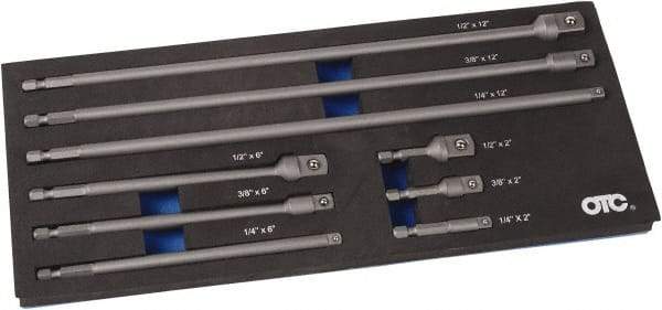 OTC - 1/4, 3/8 & 1/2" Drive Socket Extension Set - 9 Pieces, Includes 2, 6, 12" Lengths - Benchmark Tooling