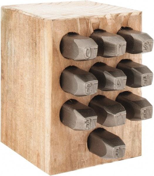 C.H. Hanson - 10 Piece, 1/4" Character Steel Stamp Set - Double Digit Figures, Double Digits - Benchmark Tooling