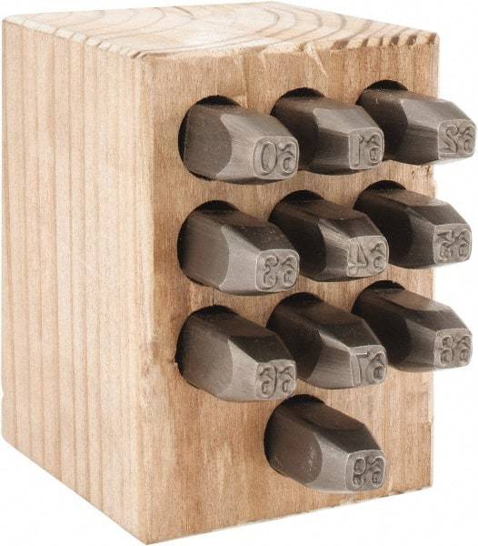 C.H. Hanson - 10 Piece, 1/4" Character Steel Stamp Set - Double Digit Figures, Double Digits - Benchmark Tooling