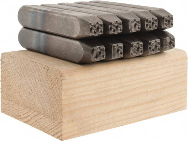 C.H. Hanson - 10 Piece, 1/4" Character Steel Stamp Set - Double Digit Figures, Double Digits - Benchmark Tooling