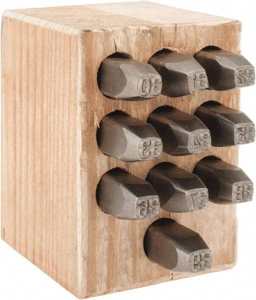 C.H. Hanson - 10 Piece, 1/4" Character Steel Stamp Set - Double Digit Figures, Double Digits - Benchmark Tooling