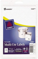 AVERY - 3/4" Wide x 3/4" Long, White Paper Color Coding Labels - For Multi-Use - Benchmark Tooling