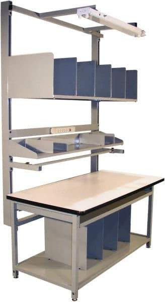 Proline - 60 Wide x 30" Deep x 36" High, Plastic Laminate Workbench - Adjustable Height Legs, Gray - Benchmark Tooling