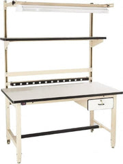 Proline - 72 Wide x 30" Deep x 36" High, Plastic Laminate Workbench - Adjustable Height Legs, Beige - Benchmark Tooling