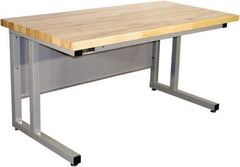 Proline - 72 Wide x 30" Deep x 30" High, Butcher Block Maple Workbench - Fixed Legs With Adjustable Height Glides, Gray - Benchmark Tooling