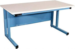Proline - 72 Wide x 30" Deep x 30" High, Plastic Laminate Workbench - Fixed Legs With Adjustable Height Glides, Blue - Benchmark Tooling