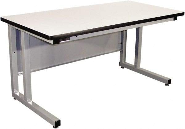 Proline - 72 Wide x 30" Deep x 30" High, Plastic Laminate Workbench - Fixed Legs With Adjustable Height Glides, Gray - Benchmark Tooling