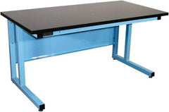Proline - 72 Wide x 30" Deep x 30" High, Chem-Guard Workbench - Fixed Legs With Adjustable Height Glides, Blue - Benchmark Tooling
