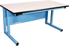 Proline - 72 Wide x 30" Deep x 30" High, Plastic Laminate Workbench - Fixed Legs With Adjustable Height Glides, Blue - Benchmark Tooling