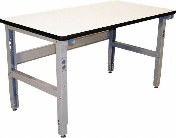 Proline - 60 Wide x 30" Deep x 36" High, Plastic Laminate Workbench - Adjustable Height Legs, Gray - Benchmark Tooling