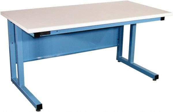 Proline - 60 Wide x 30" Deep x 30" High, Static Dissipative Workbench - Fixed Legs With Adjustable Height Glides, Blue - Benchmark Tooling