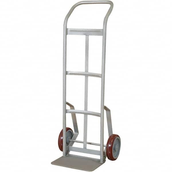Wesco Industrial Products - 600 Lb Capacity 48" OAH Hand Truck - 7-1/2 x 14" Base Plate, Swept Back, Continuous Handle, Stainless Steel, Polyurethane Wheels - Benchmark Tooling