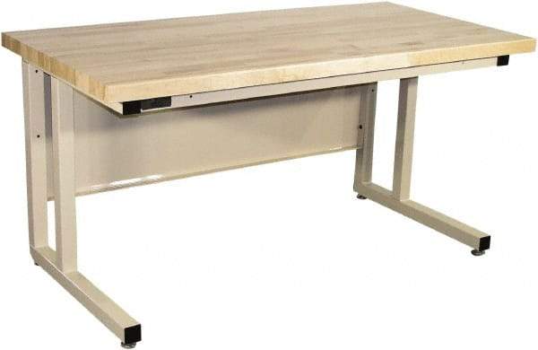 Proline - 60 Wide x 30" Deep x 30" High, Butcher Block Maple Workbench - Fixed Legs With Adjustable Height Glides, Beige - Benchmark Tooling
