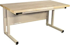 Proline - 60 Wide x 30" Deep x 30" High, Butcher Block Maple Workbench - Fixed Legs With Adjustable Height Glides, Beige - Benchmark Tooling