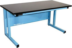 Proline - 60 Wide x 30" Deep x 30" High, Chem-Guard Workbench - Fixed Legs With Adjustable Height Glides, Blue - Benchmark Tooling