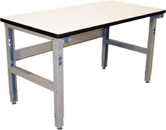 Proline - 60 Wide x 36" Deep x 36" High, Plastic Laminate Workbench - Adjustable Height Legs, Gray - Benchmark Tooling