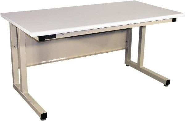 Proline - 60 Wide x 30" Deep x 30" High, Plastic Laminate Workbench - Fixed Legs With Adjustable Height Glides, Beige - Benchmark Tooling