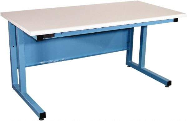 Proline - 60 Wide x 30" Deep x 30" High, Plastic Laminate Workbench - Fixed Legs With Adjustable Height Glides, Blue - Benchmark Tooling